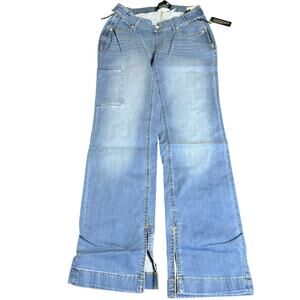 Denim & Co. Adaptive Cozy Slim Straight Cargo Jean Wheelchair Fit, Size 8, NWT